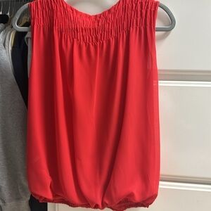 Red sleeveless Blouse with cross front